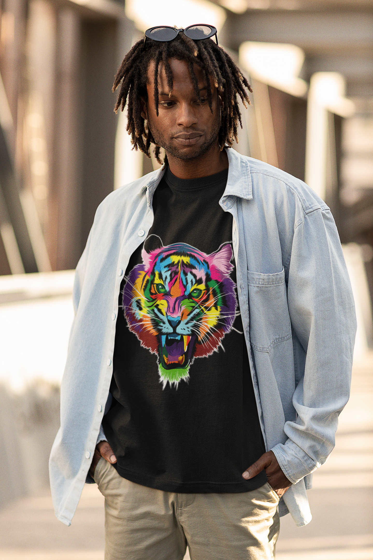 Mens - Kaleidoscope Tiger Graphic T-Shirt Design