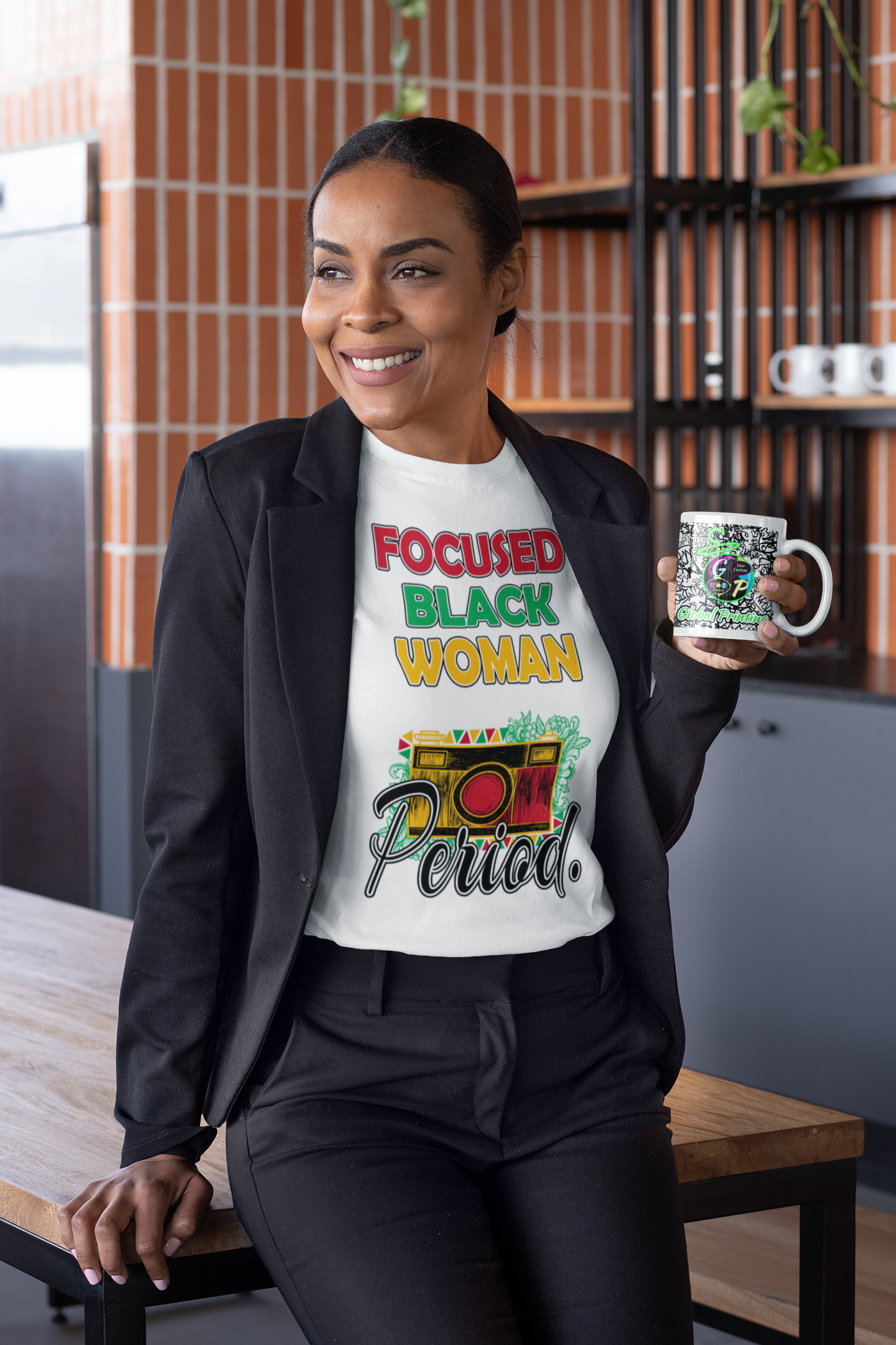 Women's - Focused Black Woman Graphic T-Shirt