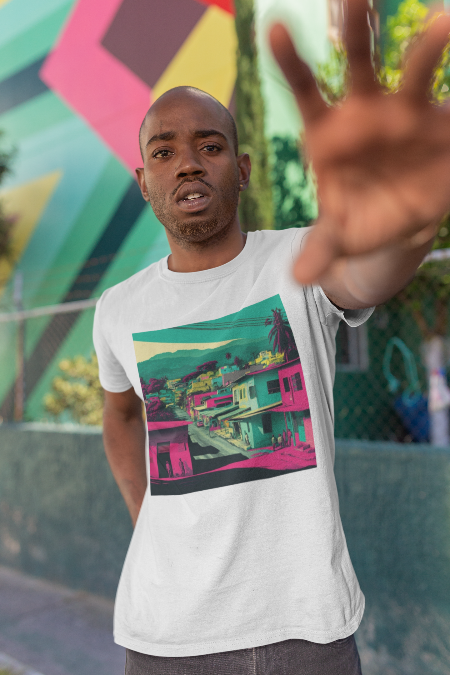 Men's - Caribbean Sunset Vibes (Cyberpunk Style) Graphic T-Shirt