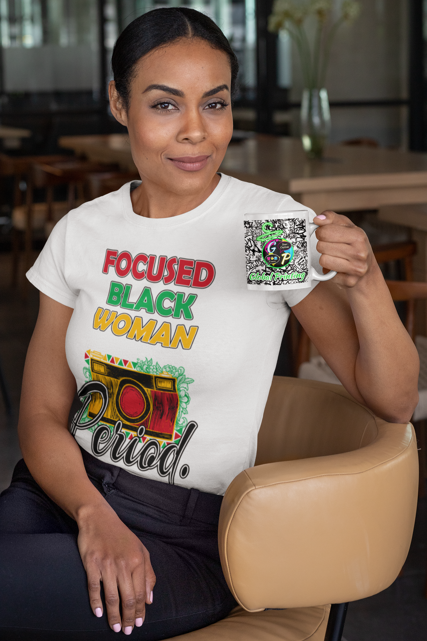 Women's - Focused Black Woman Graphic T-Shirt