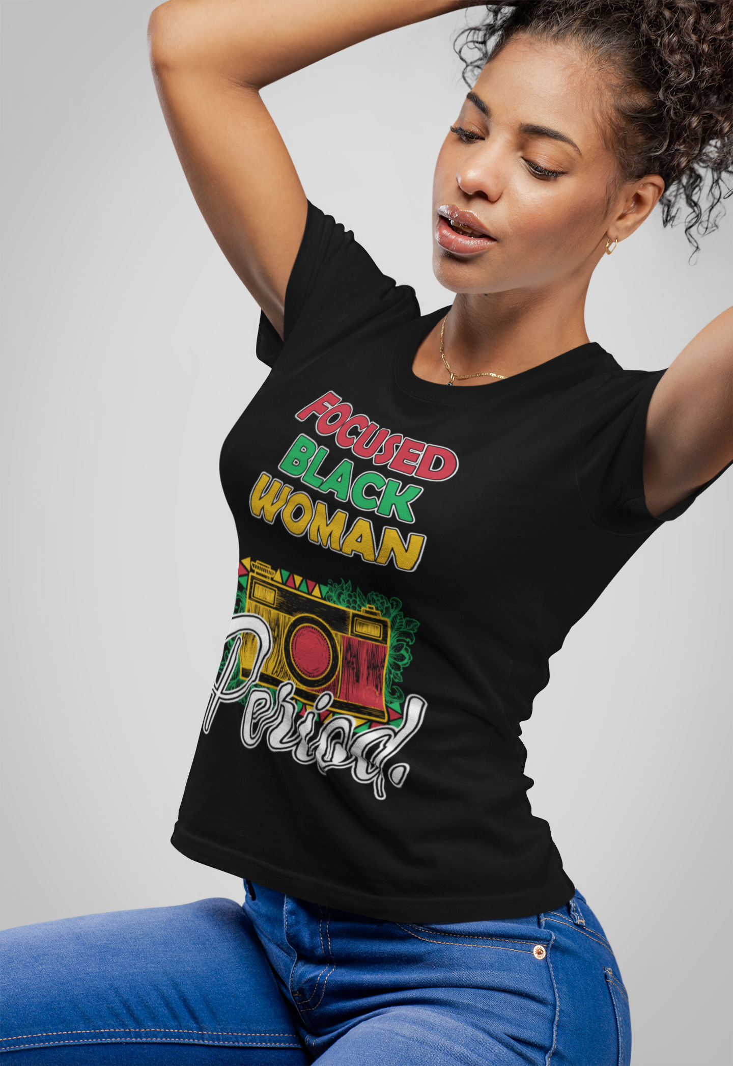 Women's - Focused Black Woman Graphic T-Shirt